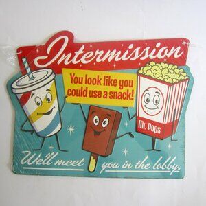 Intermission We'll Meet You in the Lobby Movie Snack Metal Tin Sign Home Garage